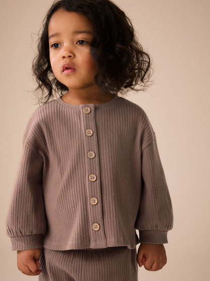 Brown Long Sleeve Ribbed Raglan Cardigan (3mths-7yrs) - image 5