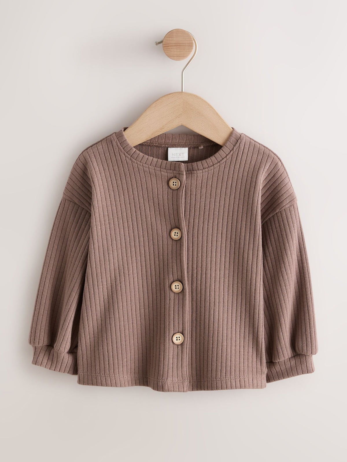 Brown Long Sleeve Ribbed Raglan Cardigan (3mths-7yrs) - image 9