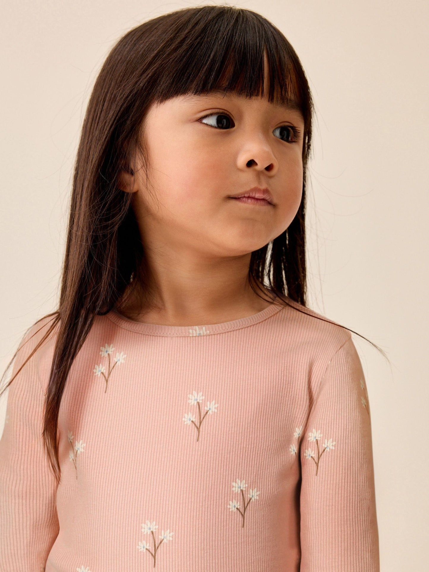 Dsiney Kidz - Pale Pink Ditsy Rib Long Sleeve T-Shirt (3mths-7yrs) image 3