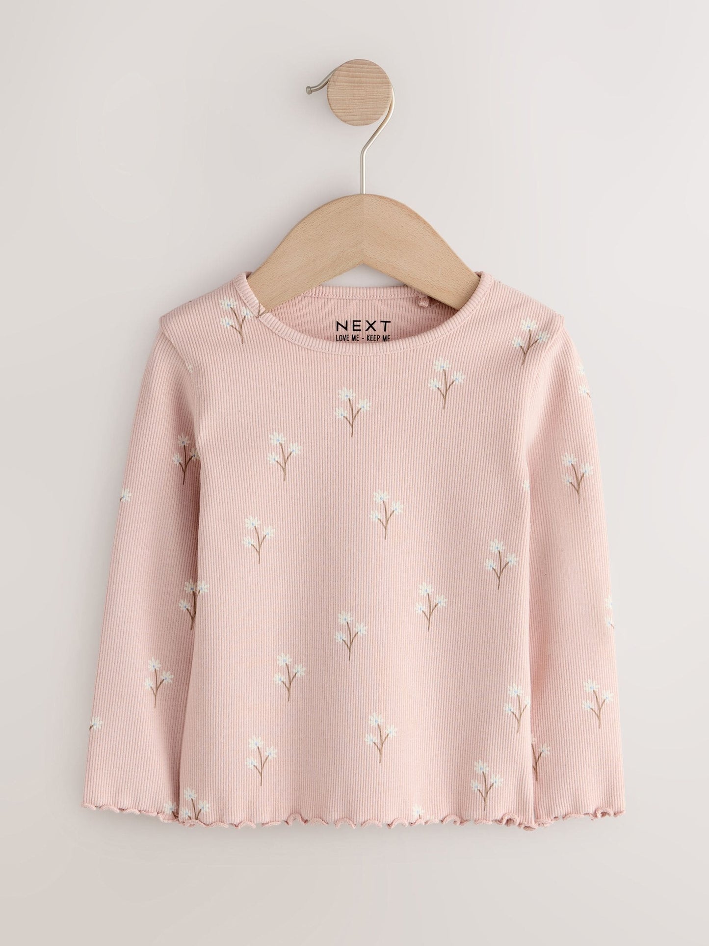 Dsiney Kidz - Pale Pink Ditsy Rib Long Sleeve T-Shirt (3mths-7yrs) image 4