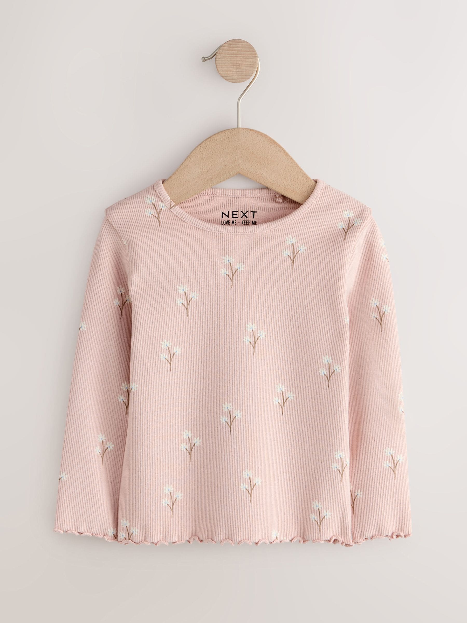 Dsiney Kidz - Pale Pink Ditsy Rib Long Sleeve T-Shirt (3mths-7yrs) image 4