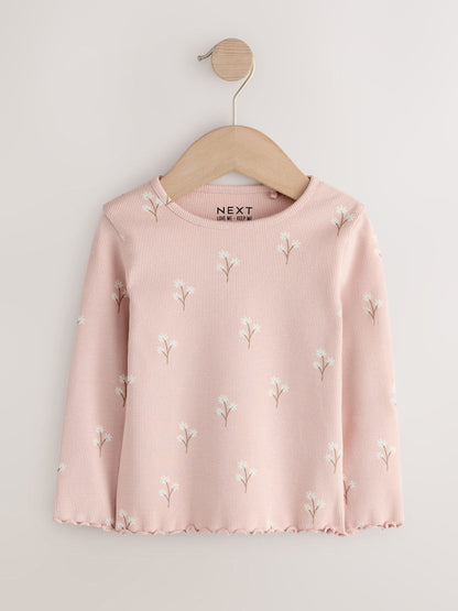 Dsiney Kidz - Pale Pink Ditsy Rib Long Sleeve T-Shirt (3mths-7yrs) image 4