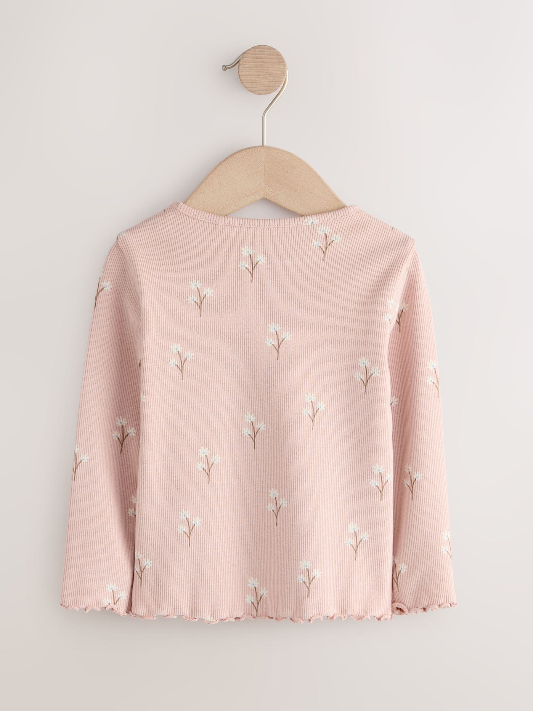 Dsiney Kidz - Pale Pink Ditsy Rib Long Sleeve T-Shirt (3mths-7yrs) image 5