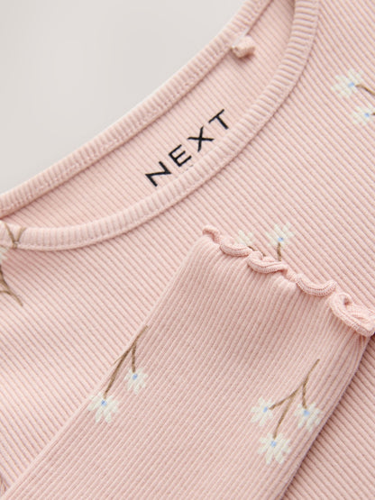 Dsiney Kidz - Pale Pink Ditsy Rib Long Sleeve T-Shirt (3mths-7yrs) image 6