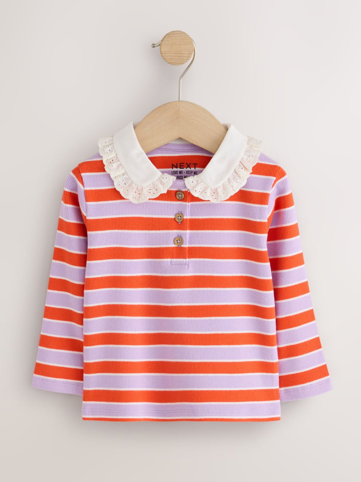 Red/White Stripe Collar Ribbed Long Sleeve Top (3mths-7yrs) - image 1