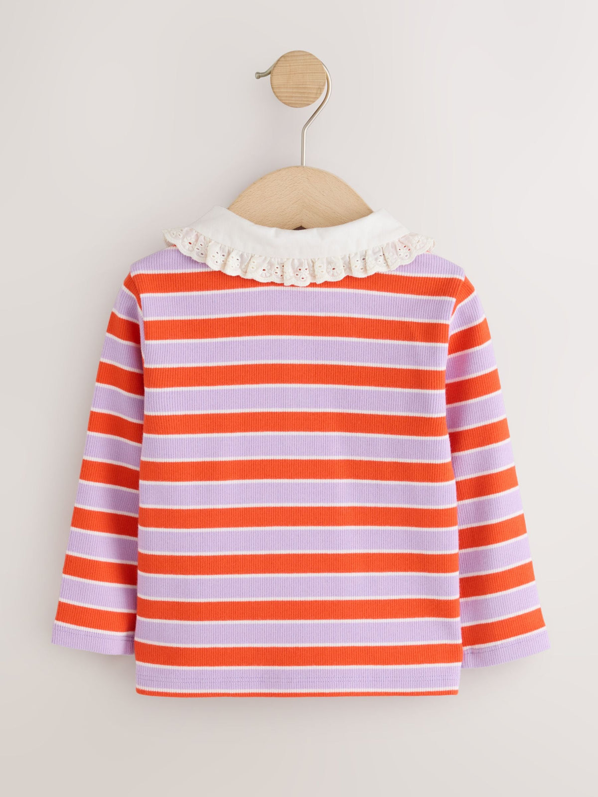 Red/White Stripe Collar Ribbed Long Sleeve Top (3mths-7yrs) - image 2