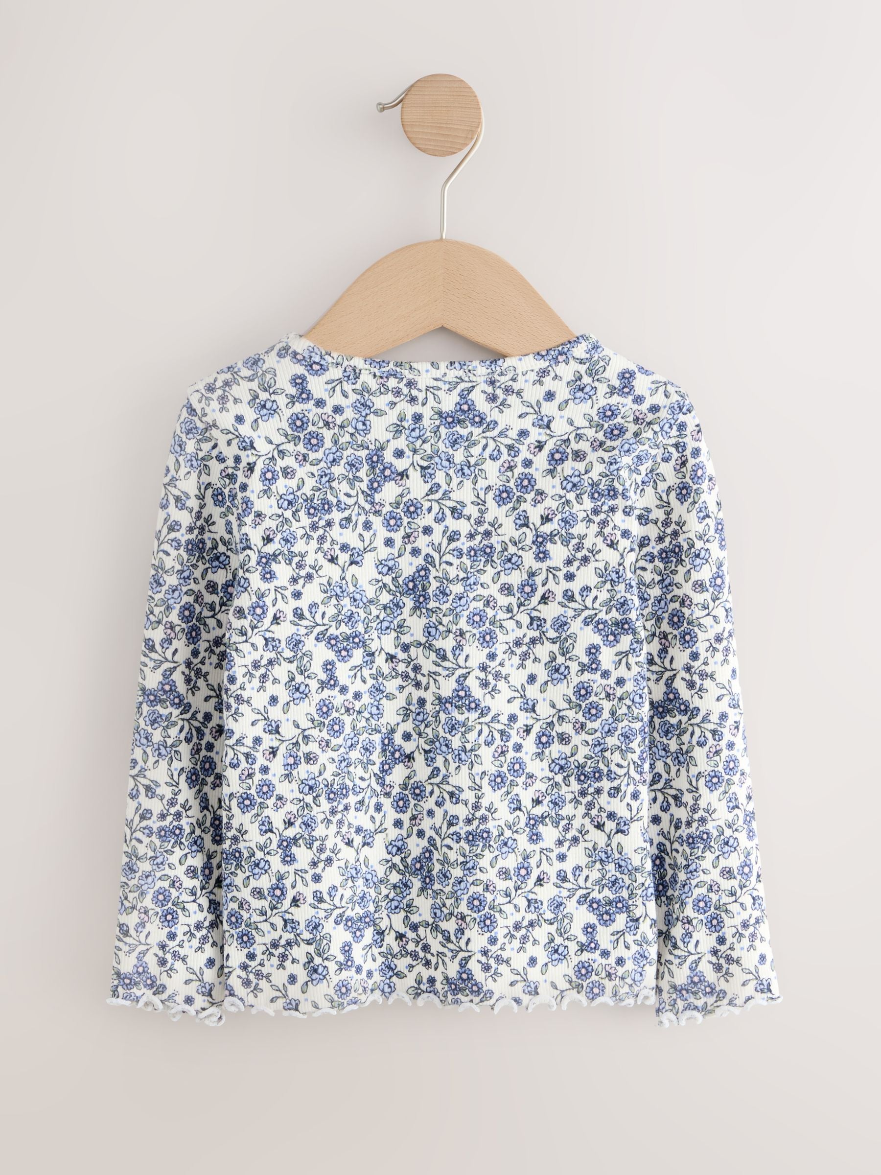 Dsiney Kidz - Ecru Blue Ditsy Floral Rib Long Sleeve T-Shirt (3mths-7yrs) image 6