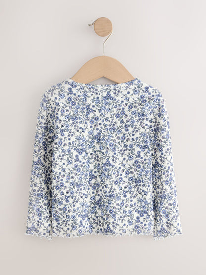 Dsiney Kidz - Ecru Blue Ditsy Floral Rib Long Sleeve T-Shirt (3mths-7yrs) image 6