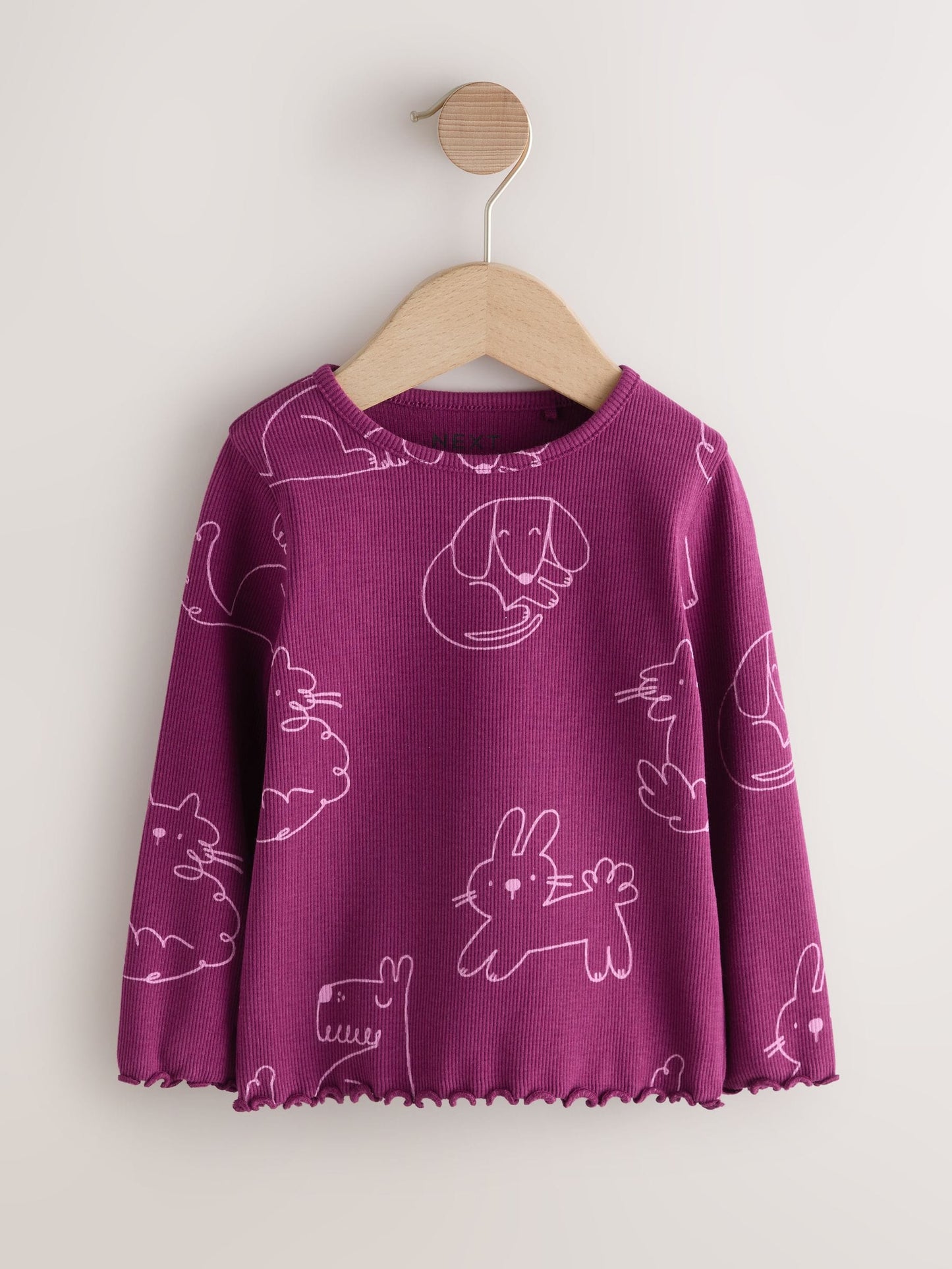 Dsiney Kidz - Burgundy Red Cat Dog Rib Long Sleeve T-Shirt (3mths-7yrs) image 3