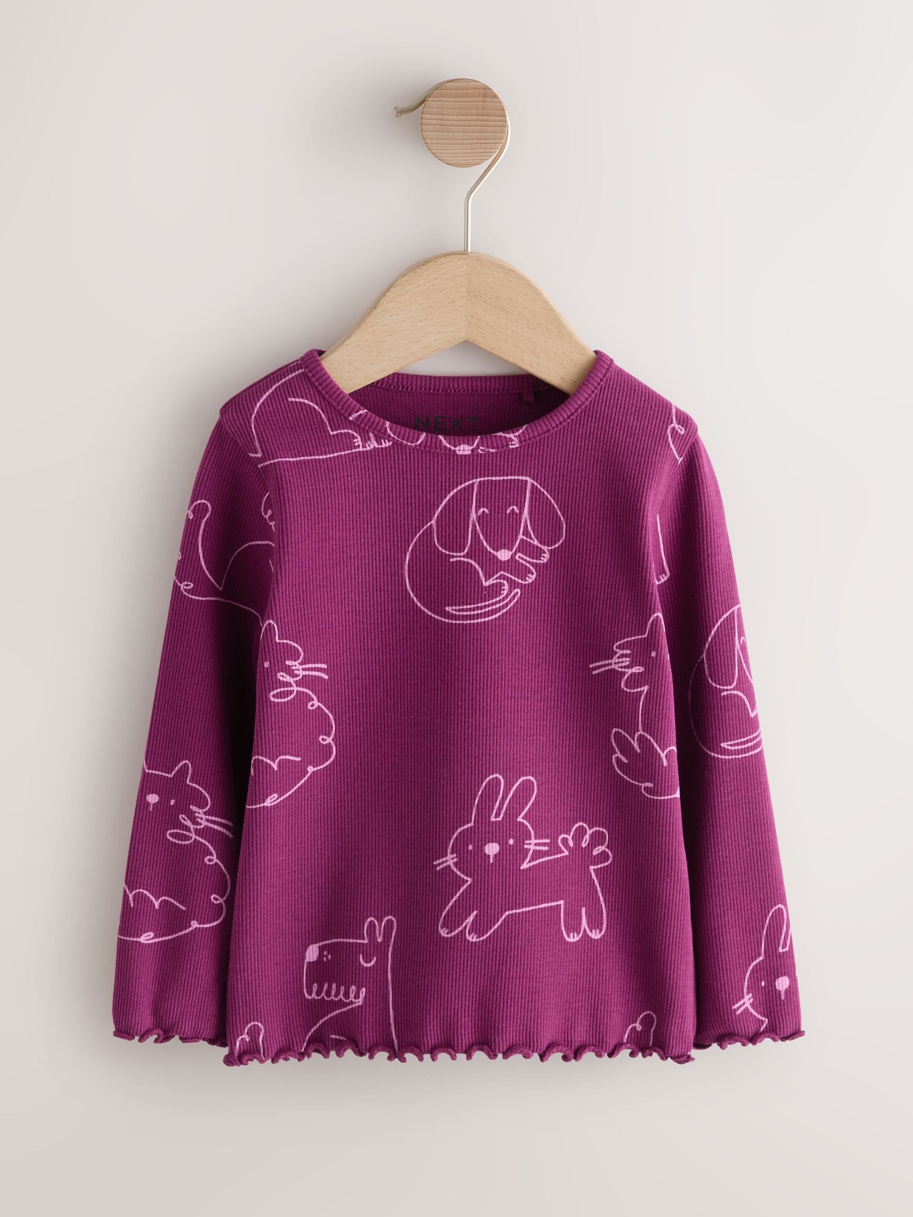 Dsiney Kidz - Burgundy Red Cat Dog Rib Long Sleeve T-Shirt (3mths-7yrs) image 3