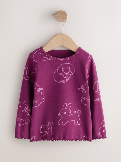Dsiney Kidz - Burgundy Red Cat Dog Rib Long Sleeve T-Shirt (3mths-7yrs) image 3