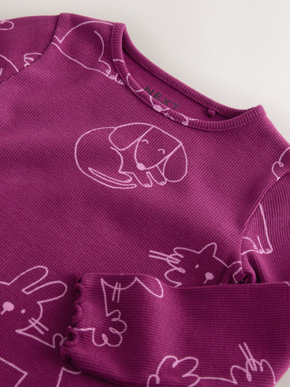 Dsiney Kidz - Burgundy Red Cat Dog Rib Long Sleeve T-Shirt (3mths-7yrs) image 6