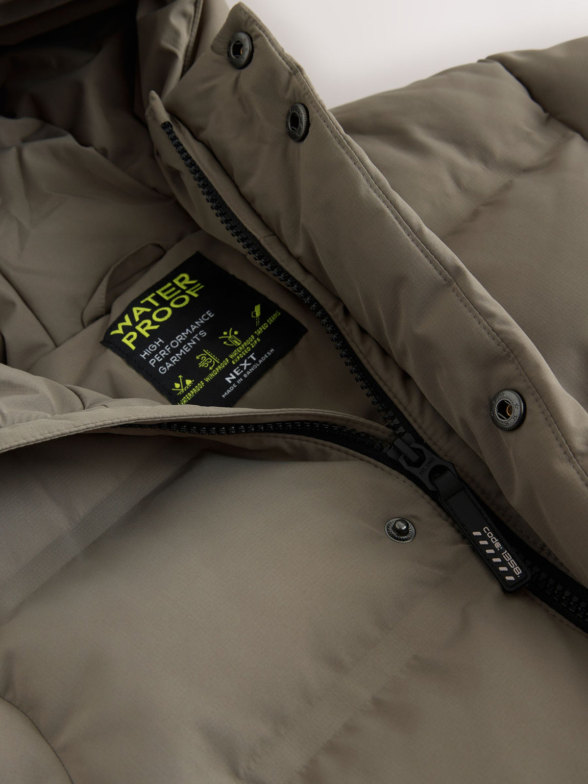 Khaki Green Waterproof Padded Long Line Coat (3-16yrs) - image 10