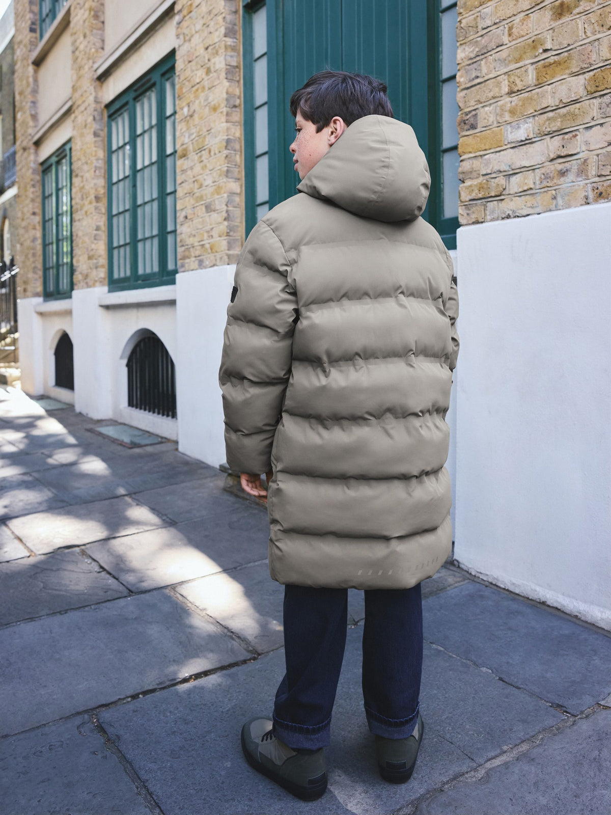 Khaki Green Waterproof Padded Long Line Coat (3-16yrs) - image 3
