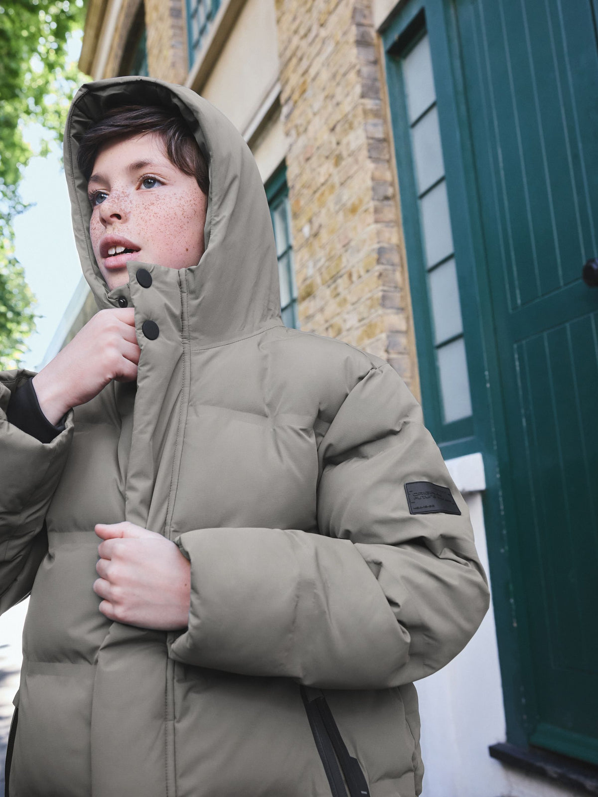 Khaki Green Waterproof Padded Long Line Coat (3-16yrs) - image 6