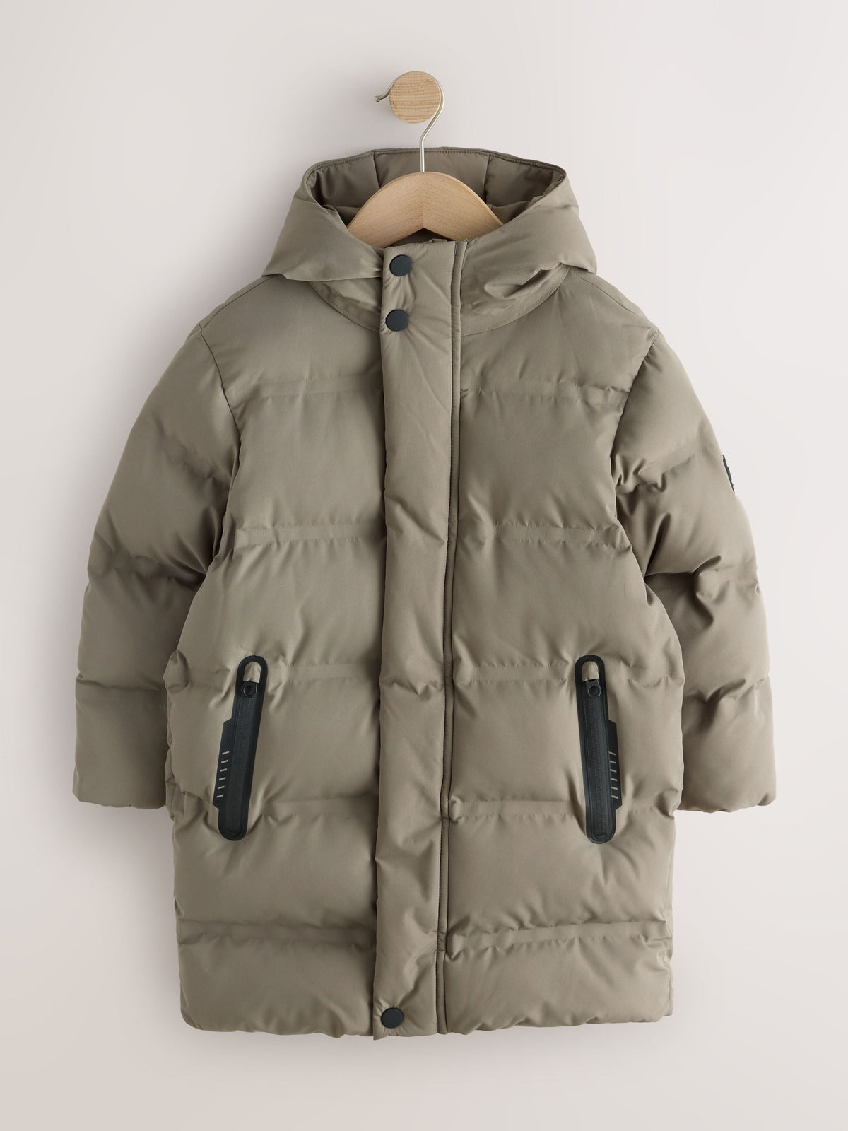 Khaki Green Waterproof Padded Long Line Coat (3-16yrs) - image 7