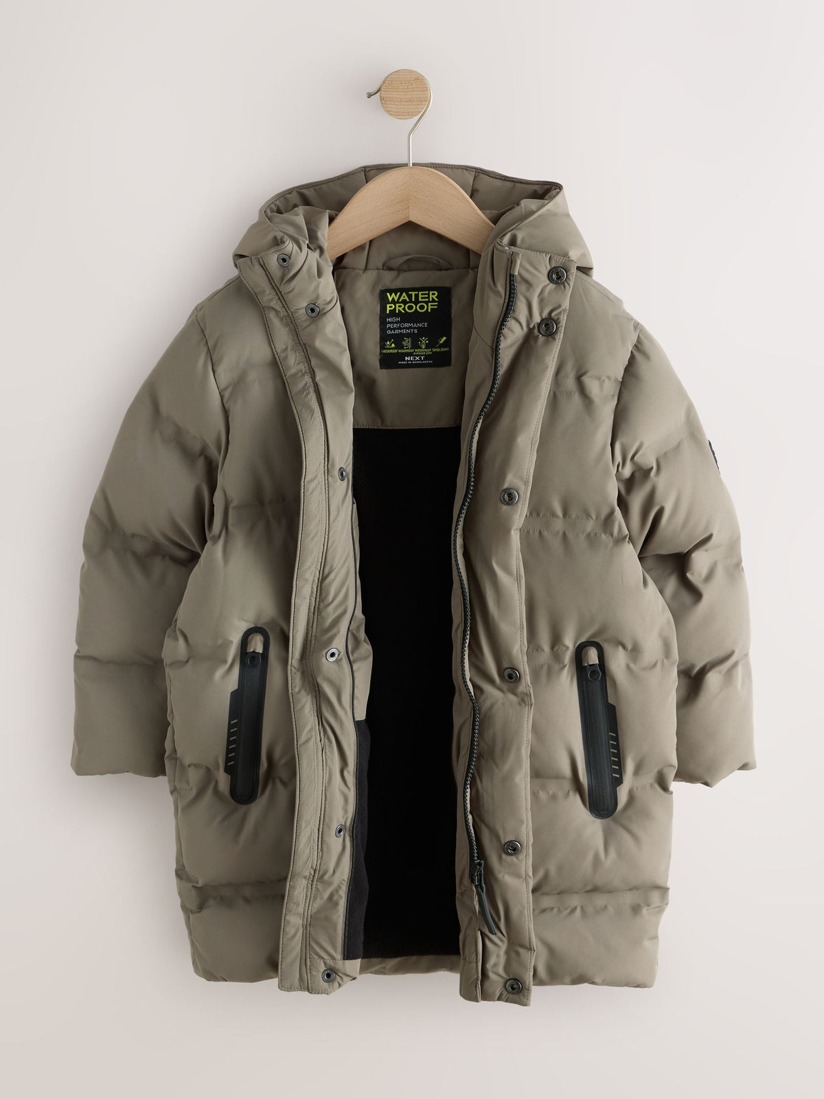 Khaki Green Waterproof Padded Long Line Coat (3-16yrs) - image 8