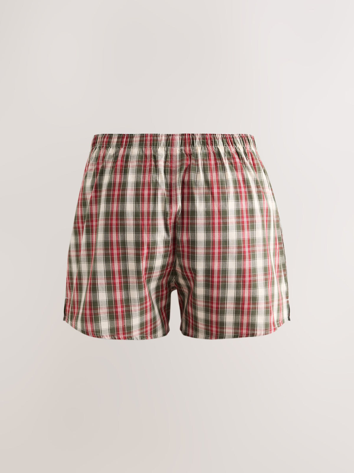 Red/ Green Check Snoopy Embroidery Woven Cotton Boxer - image 2