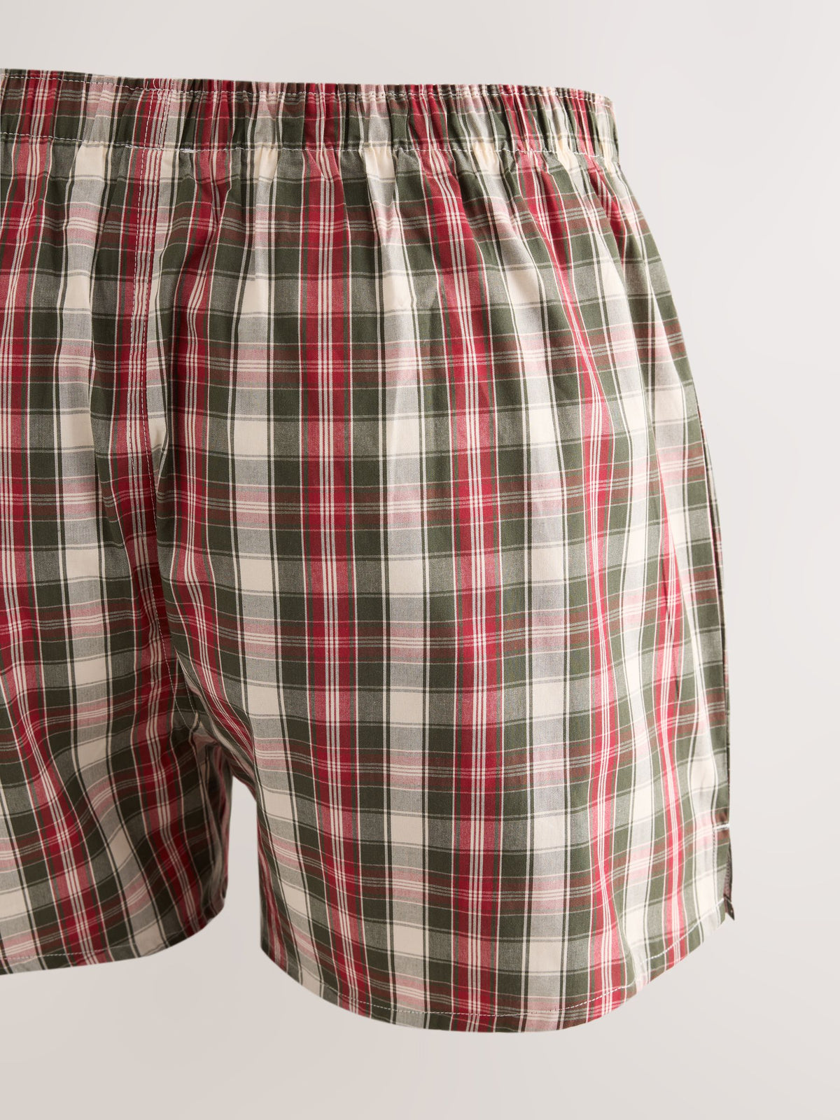 Red/ Green Check Snoopy Embroidery Woven Cotton Boxer - image 3