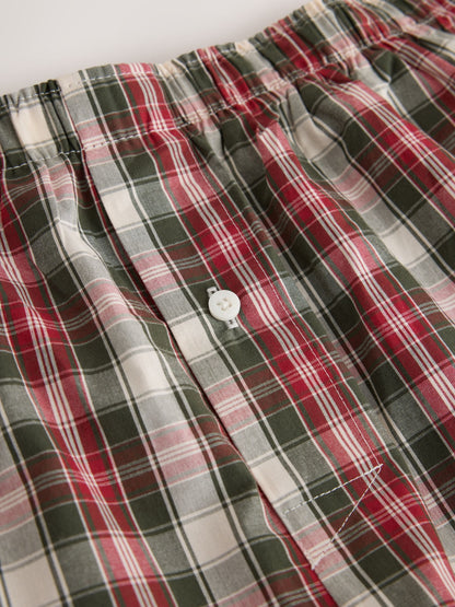 Red/ Green Check Snoopy Embroidery Woven Cotton Boxer - image 5