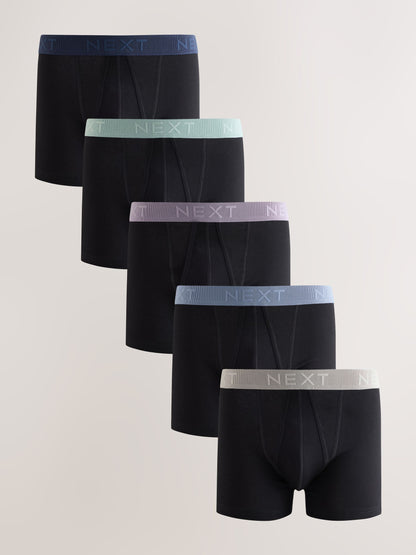Dsiney Kidz - Black Texture Waistbands 5 Pack A-Front Cotton Rich Boxers image 1