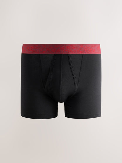 Dsiney Kidz - Black Pattern Waistband 4 pack Signature A-Front Cotton Rich Boxers image 2