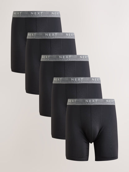 Dsiney Kidz - Black Long Leg Sports Cotton Rich Trunks 5 Pack image 1