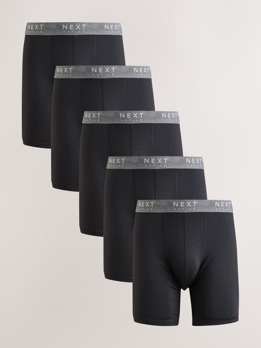 Dsiney Kidz - Black Long Leg Sports Cotton Rich Trunks 5 Pack image 1