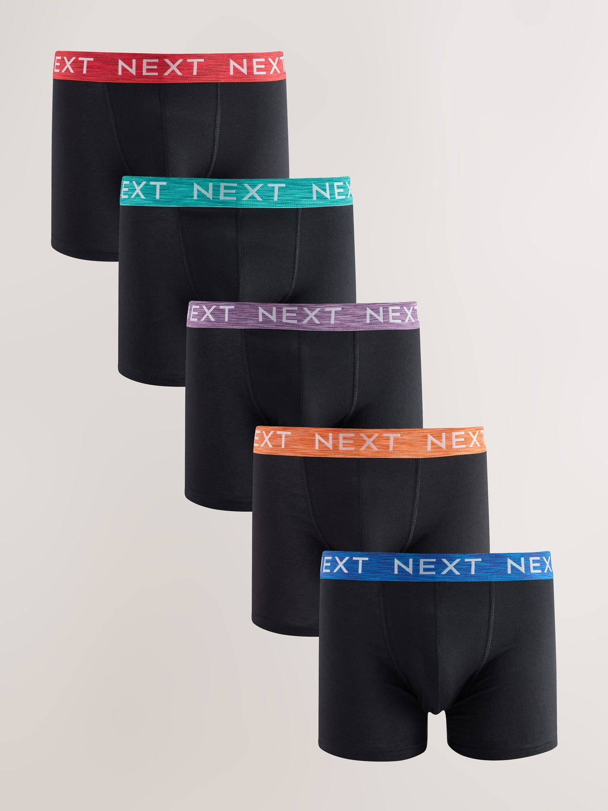Dsiney Kidz - Black Bright Marl Waistbands Trunk Cotton Rich Boxers 5 Pack image 1