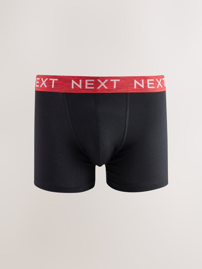 Dsiney Kidz - Black Bright Marl Waistbands Trunk Cotton Rich Boxers 5 Pack image 2