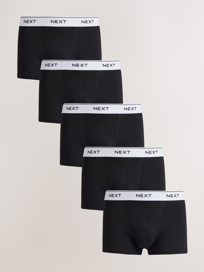 Dsiney Kidz - Black White Waistband Hipster Cotton Rich Boxers 5 Pack image 1