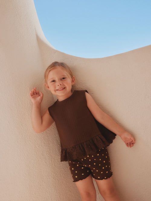 Brown Broderie Vest and Shorts Set (3mths-7yrs) image 1