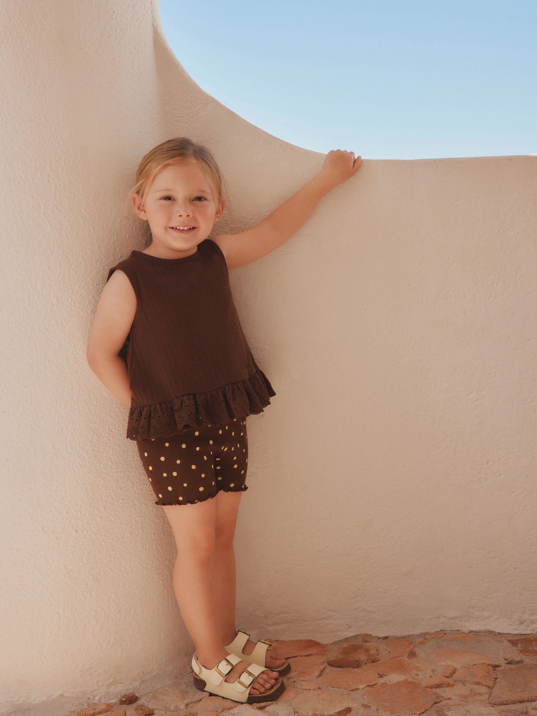 Brown Broderie Vest and Shorts Set (3mths-7yrs) image 3