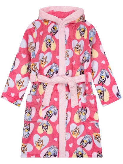 Character Pink Bluey And Bingo Hearts Dressing Gown image 1