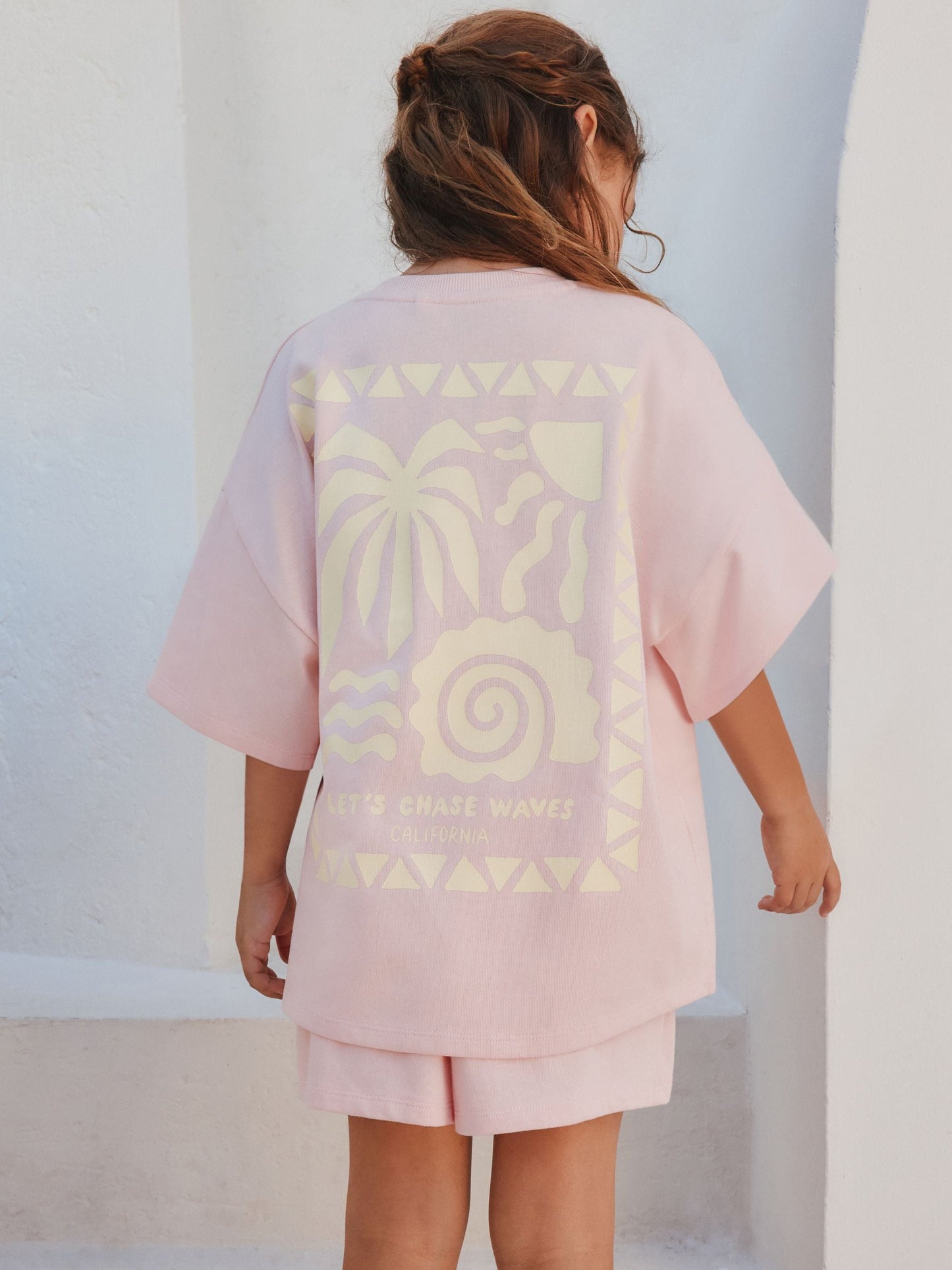 Pink/Yellow Palm Heavyweight T-Shirt and Shorts Set (3-16yrs) image 4