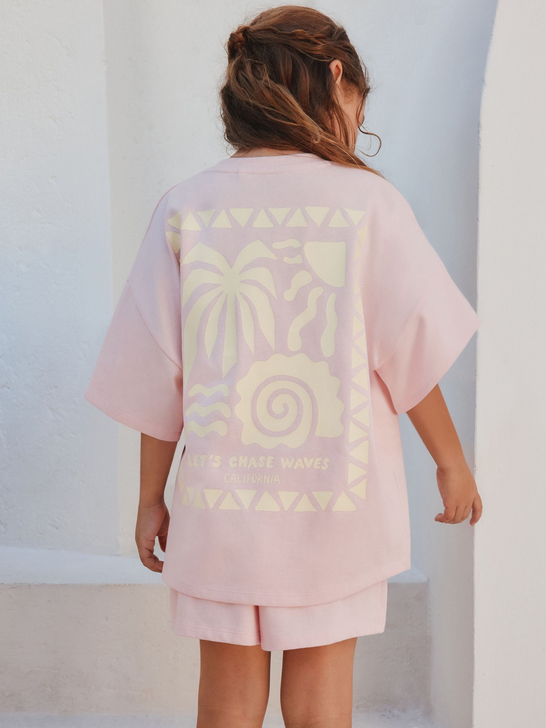 Pink/Yellow Palm Heavyweight T-Shirt and Shorts Set (3-16yrs) image 4