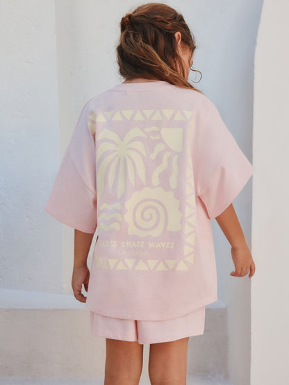 Pink/Yellow Palm Heavyweight T-Shirt and Shorts Set (3-16yrs) image 4