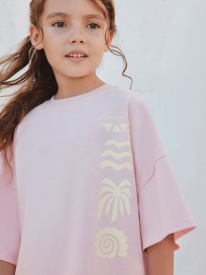 Pink/Yellow Palm Heavyweight T-Shirt and Shorts Set (3-16yrs) image 5