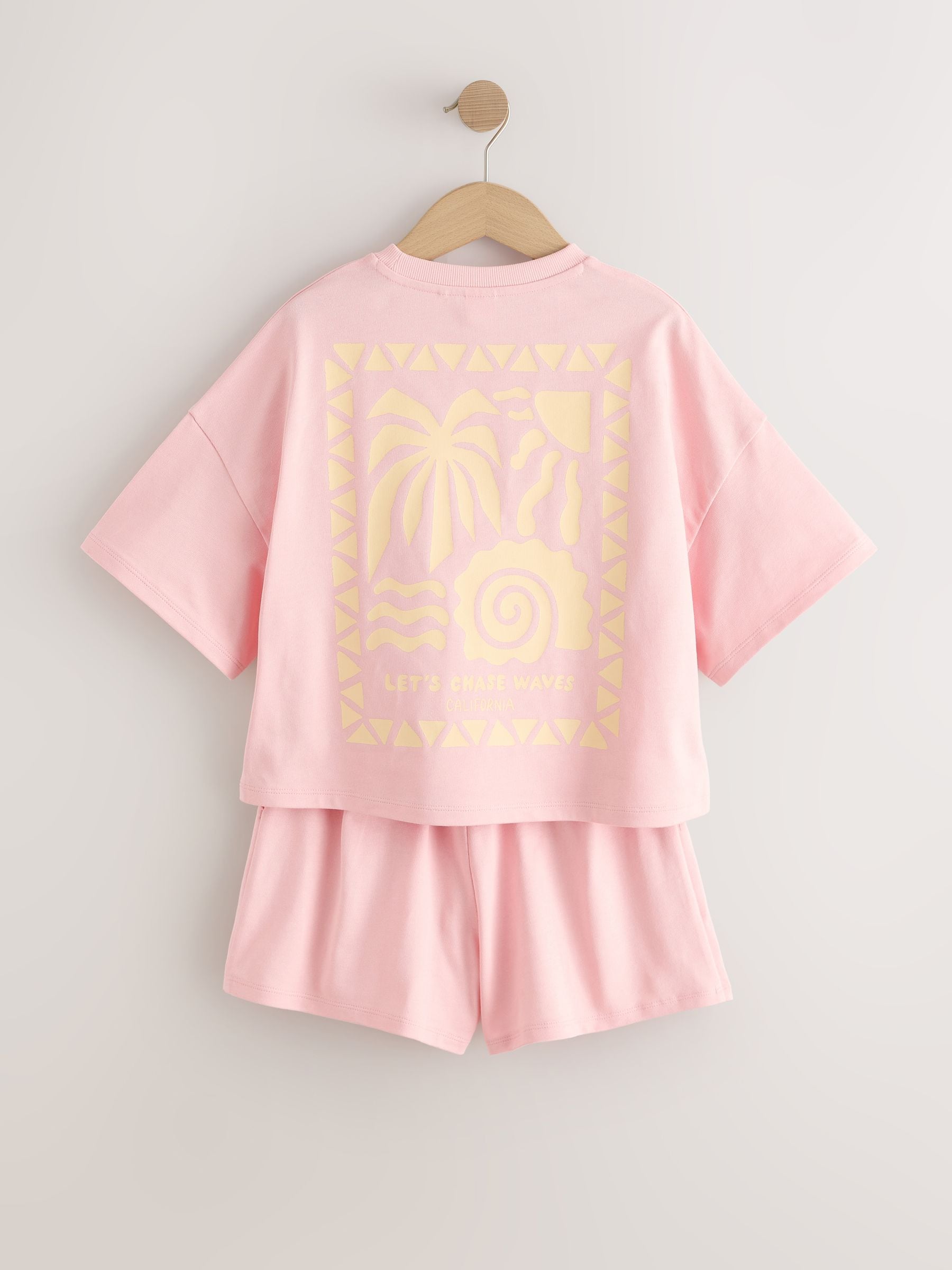 Pink/Yellow Palm Heavyweight T-Shirt and Shorts Set (3-16yrs) image 7
