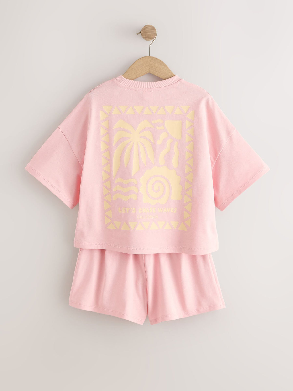 Dsiney Kidz - Pink/Yellow Palm Heavyweight T-Shirt and Shorts Set (3-16yrs) image 6