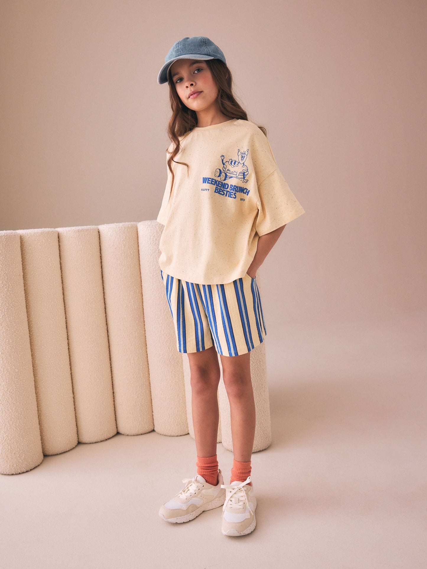 Dsiney Kidz - Yellow/Blue Breakfast Club T-Shirt and Textured Shorts Set (3-16yrs) image 2