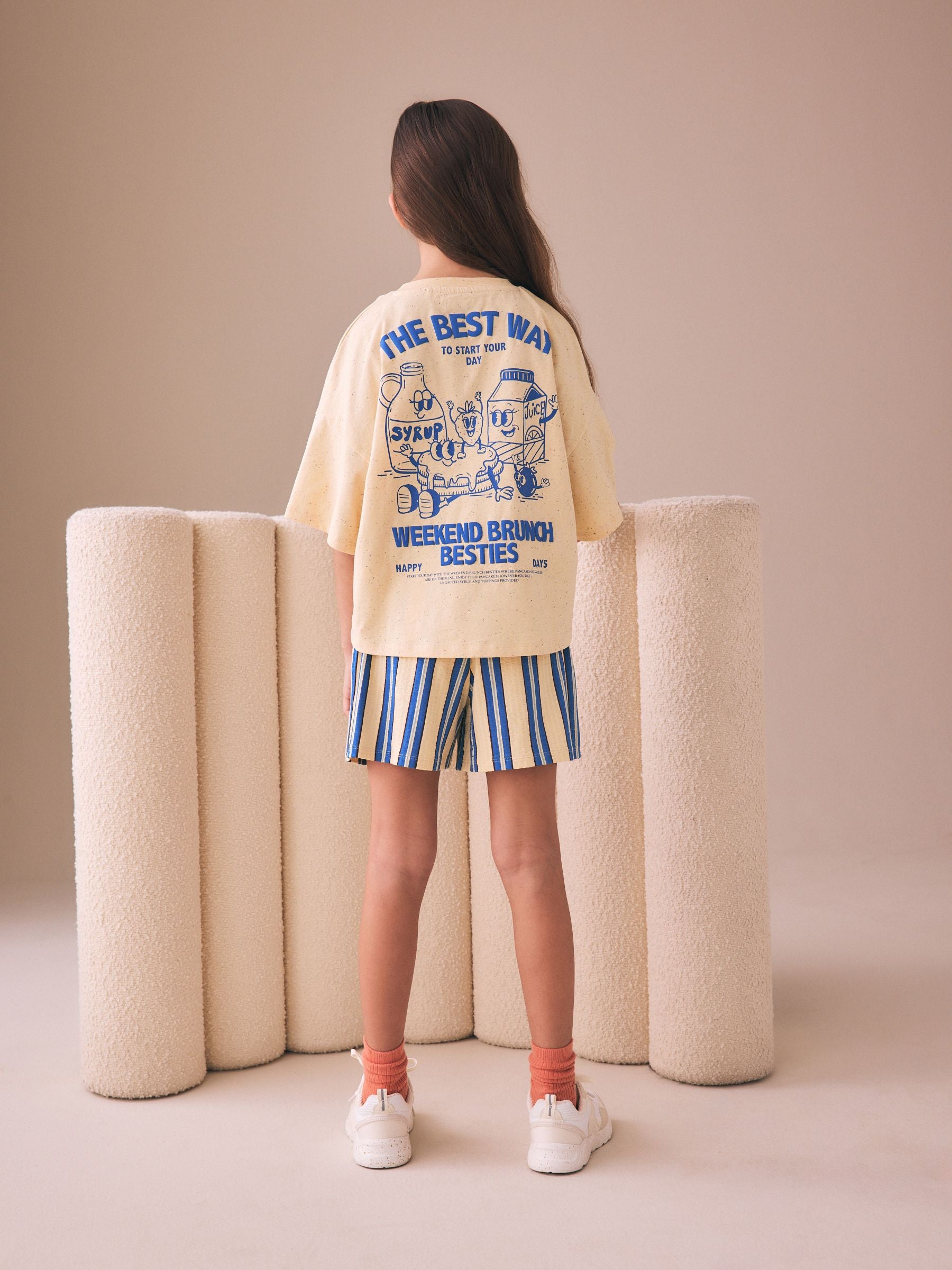 Dsiney Kidz - Yellow/Blue Breakfast Club T-Shirt and Textured Shorts Set (3-16yrs) image 3