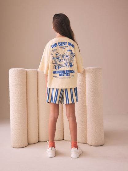 Dsiney Kidz - Yellow/Blue Breakfast Club T-Shirt and Textured Shorts Set (3-16yrs) image 3