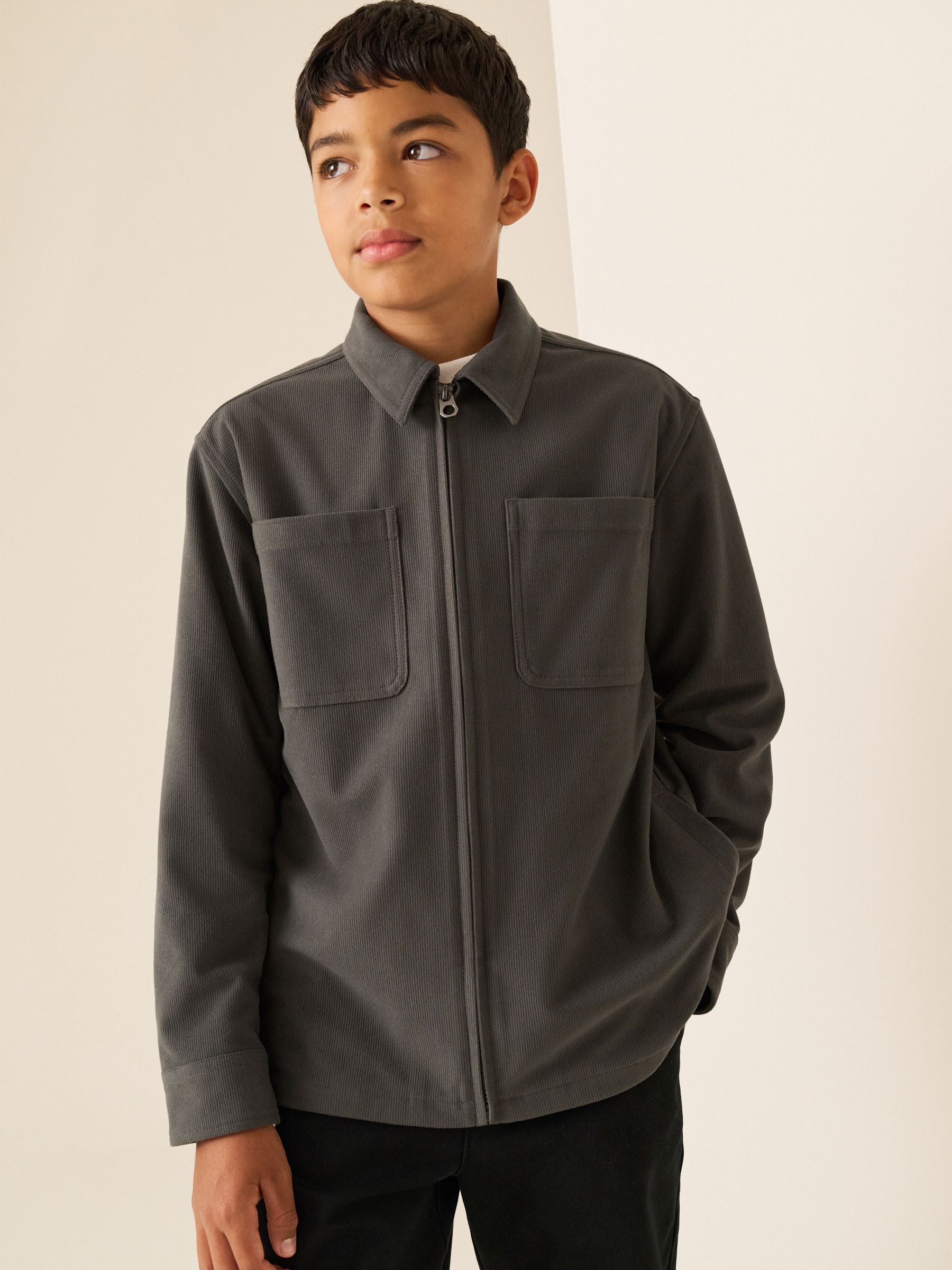 Dsiney Kidz - Charcoal Grey Cord Zip Through Overshirt (3-16yrs) image 4