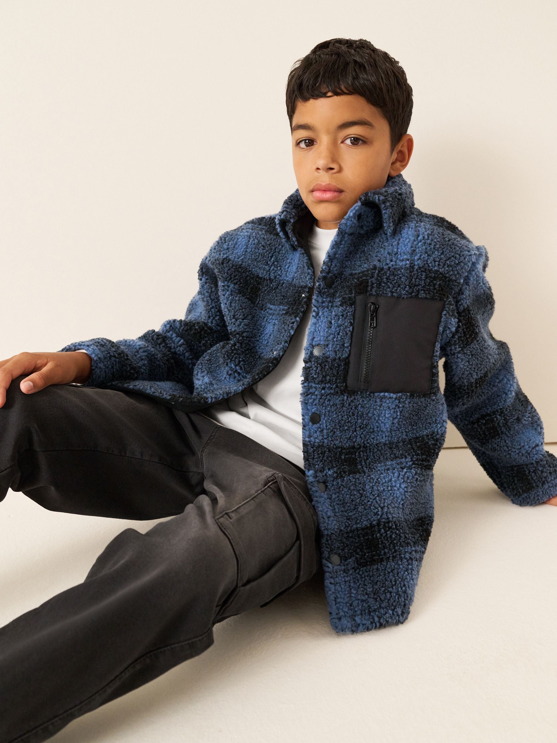 Dsiney Kidz - Blue Check Borg Fleece Shacket (3-16yrs) image 3