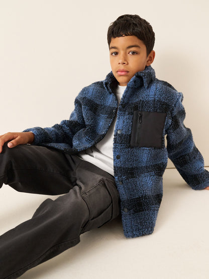 Dsiney Kidz - Blue Check Borg Fleece Shacket (3-16yrs) image 3