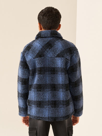 Dsiney Kidz - Blue Check Borg Fleece Shacket (3-16yrs) image 4