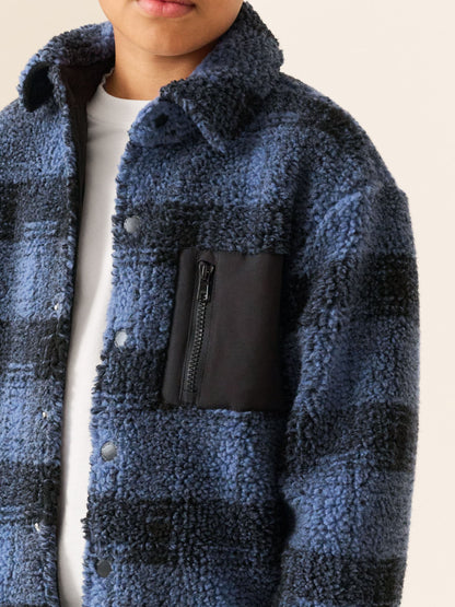 Dsiney Kidz - Blue Check Borg Fleece Shacket (3-16yrs) image 5