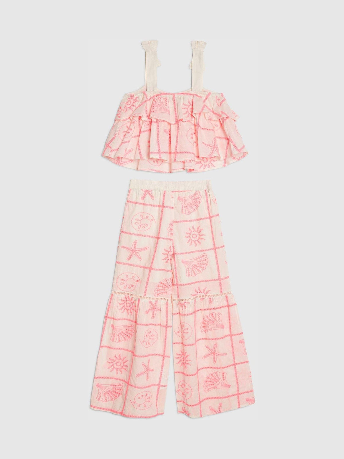 Dsiney Kidz - River Island Cream Broderie Frill Top & Kickflare Set image 2