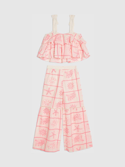 Dsiney Kidz - River Island Cream Broderie Frill Top & Kickflare Set image 2